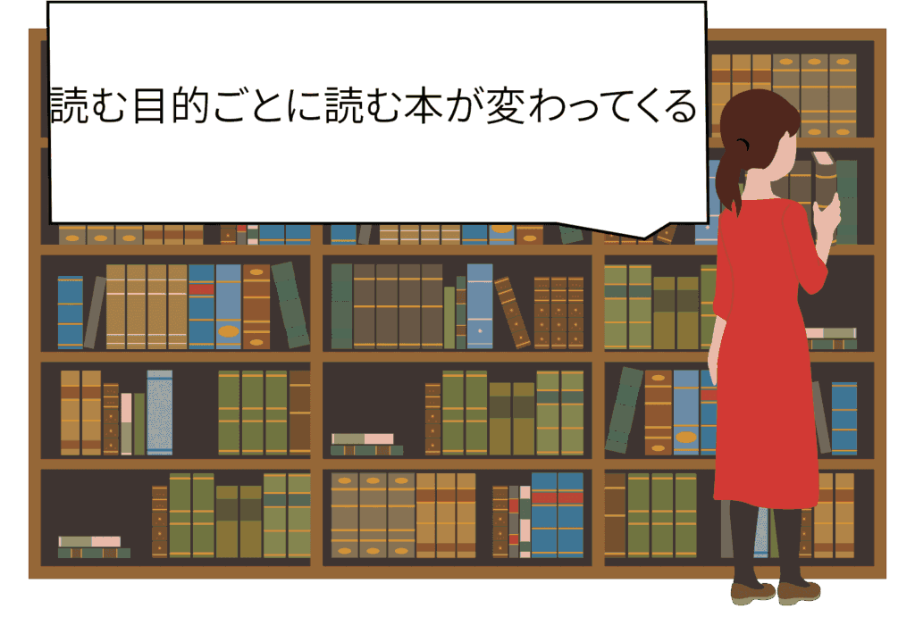 読む目的を定めて本を選んでいる人