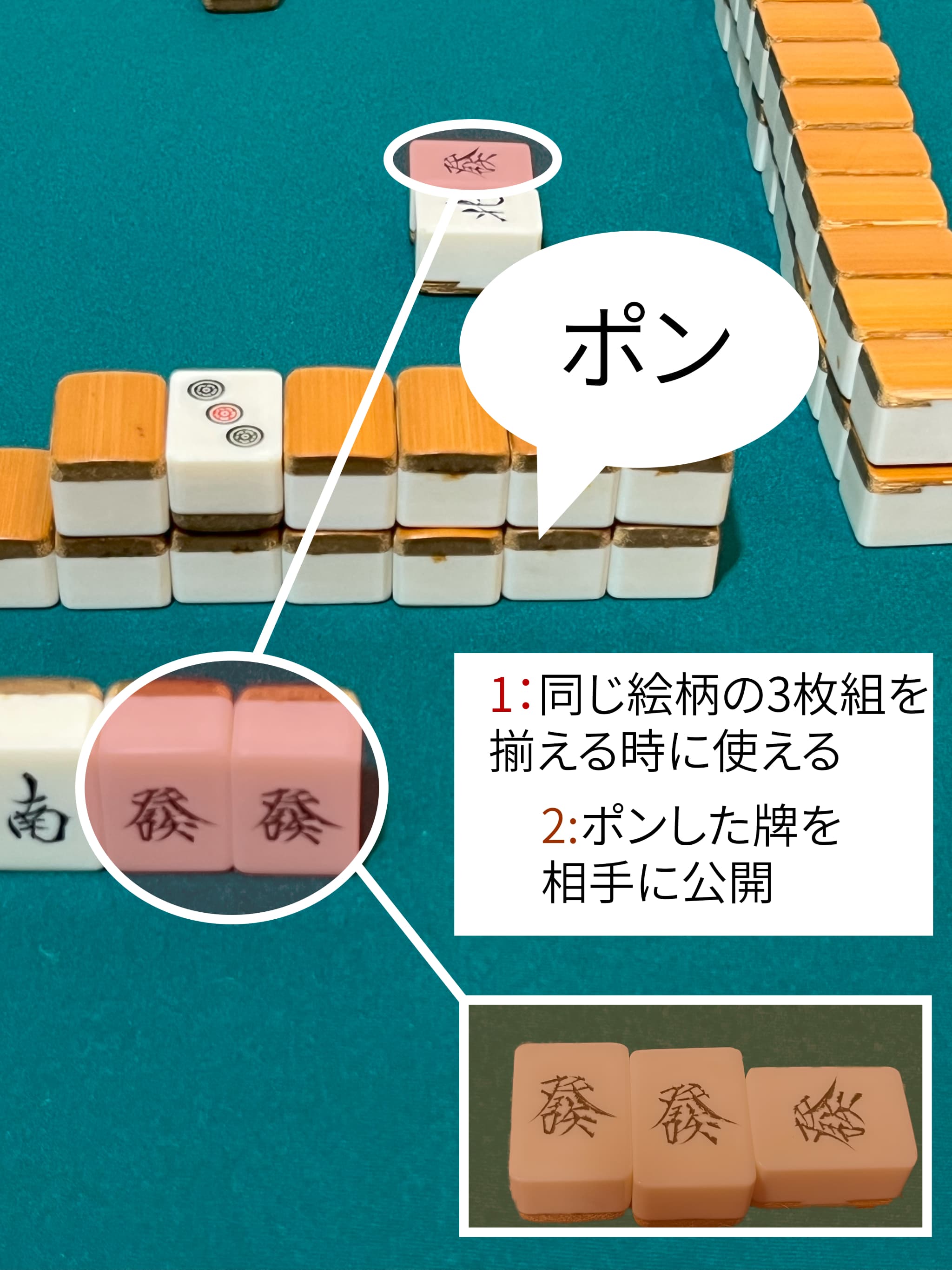 ポンのやり方を示した画像